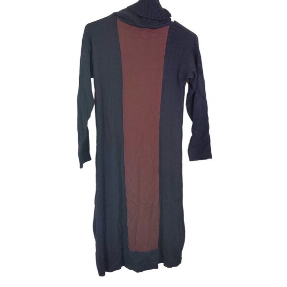 Kuit Kuit Cowl Neck Sweater Dress‎ Navy Red Colorblock Womens XS See-Through - Picture 2 of 9